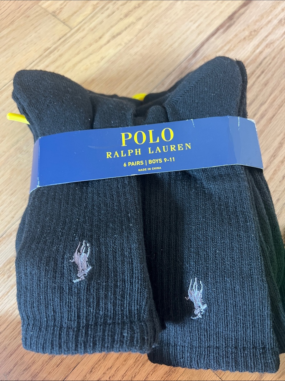 Polo by Ralph Lauren Black Boys' Crew Socks with Embroidered Pony - 6 Pack